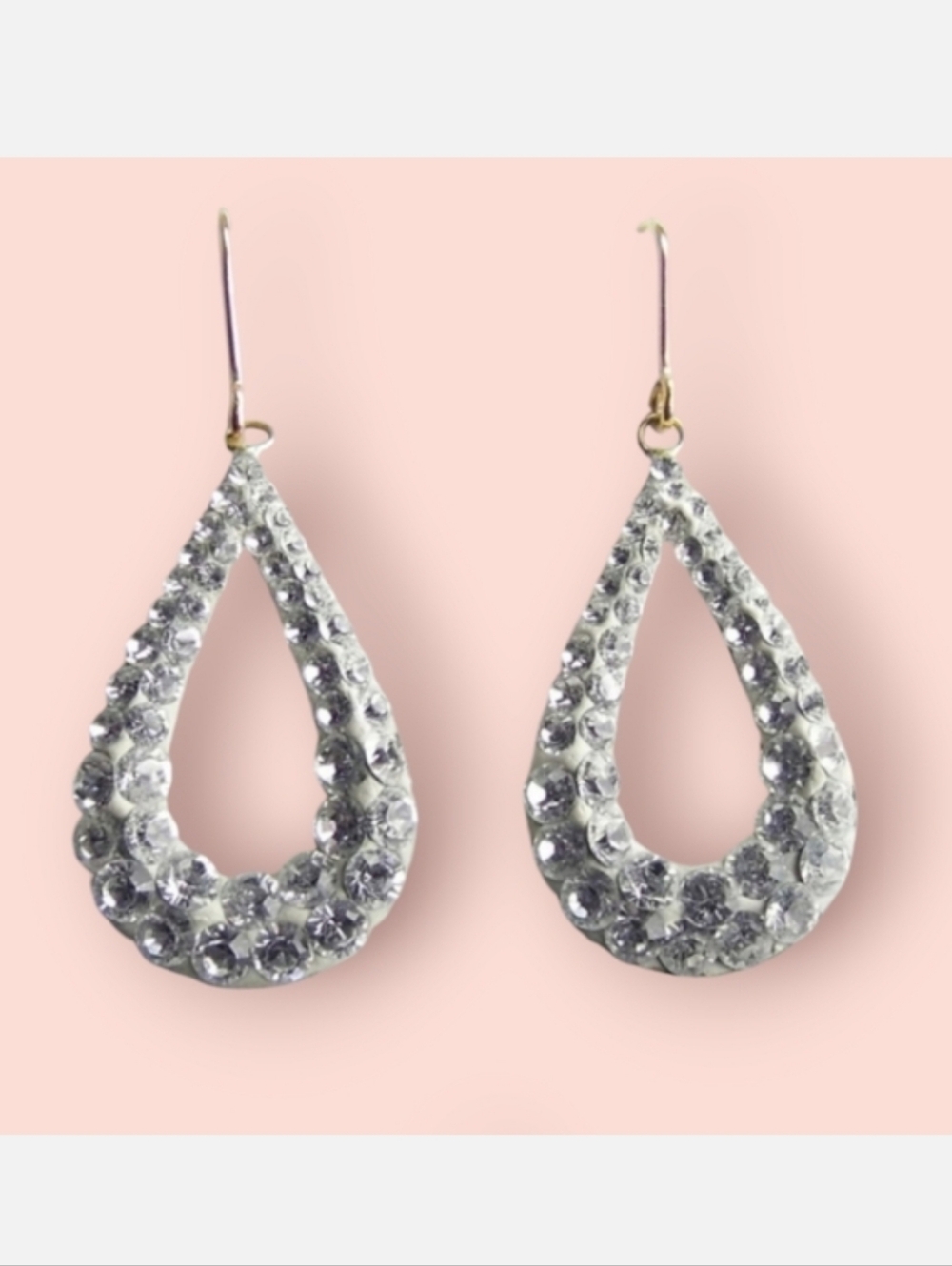 10K Yellow GOLD Drop Crystal Dangle EARRINGS